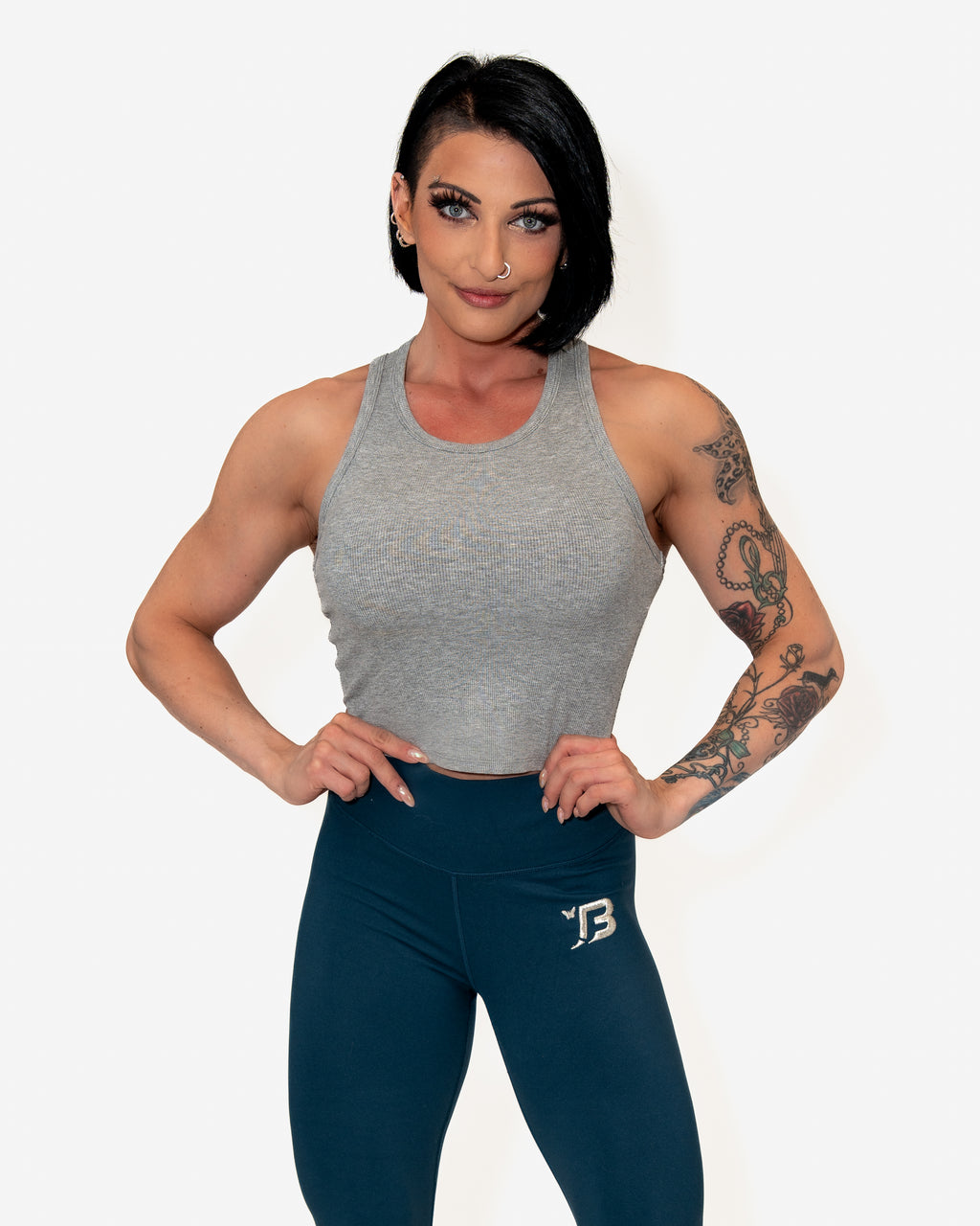 Bombshell Core Ribbed Racer - Athletic Grey