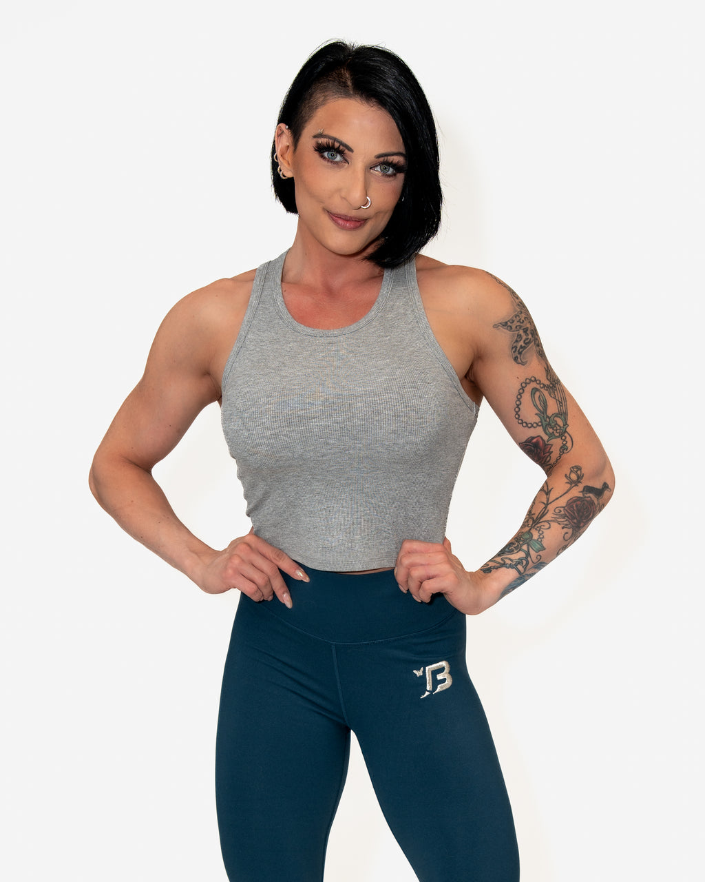 Bombshell Core Ribbed Racer - Athletic Grey