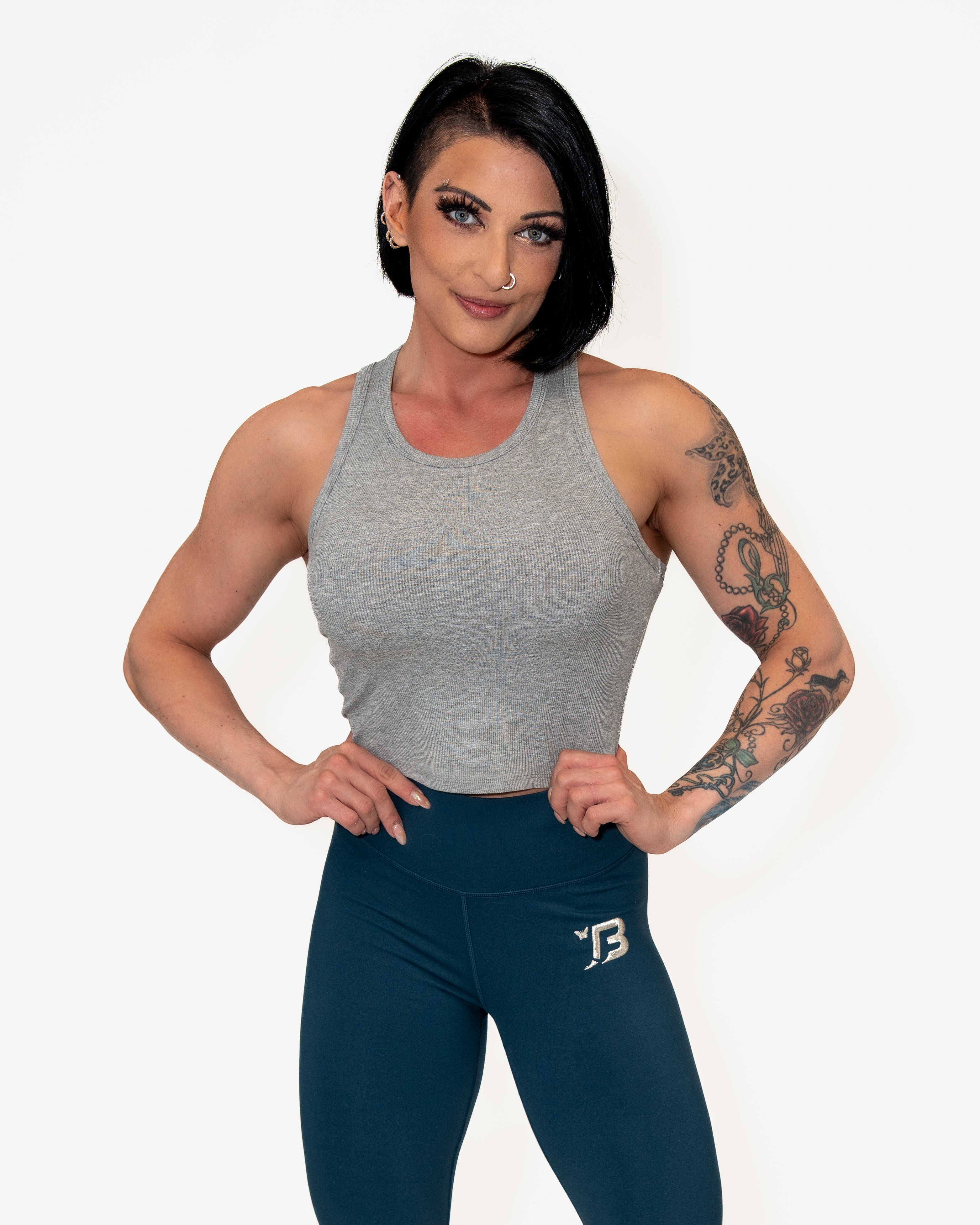 Bombshell Core Ribbed Racer - Athletic Grey
