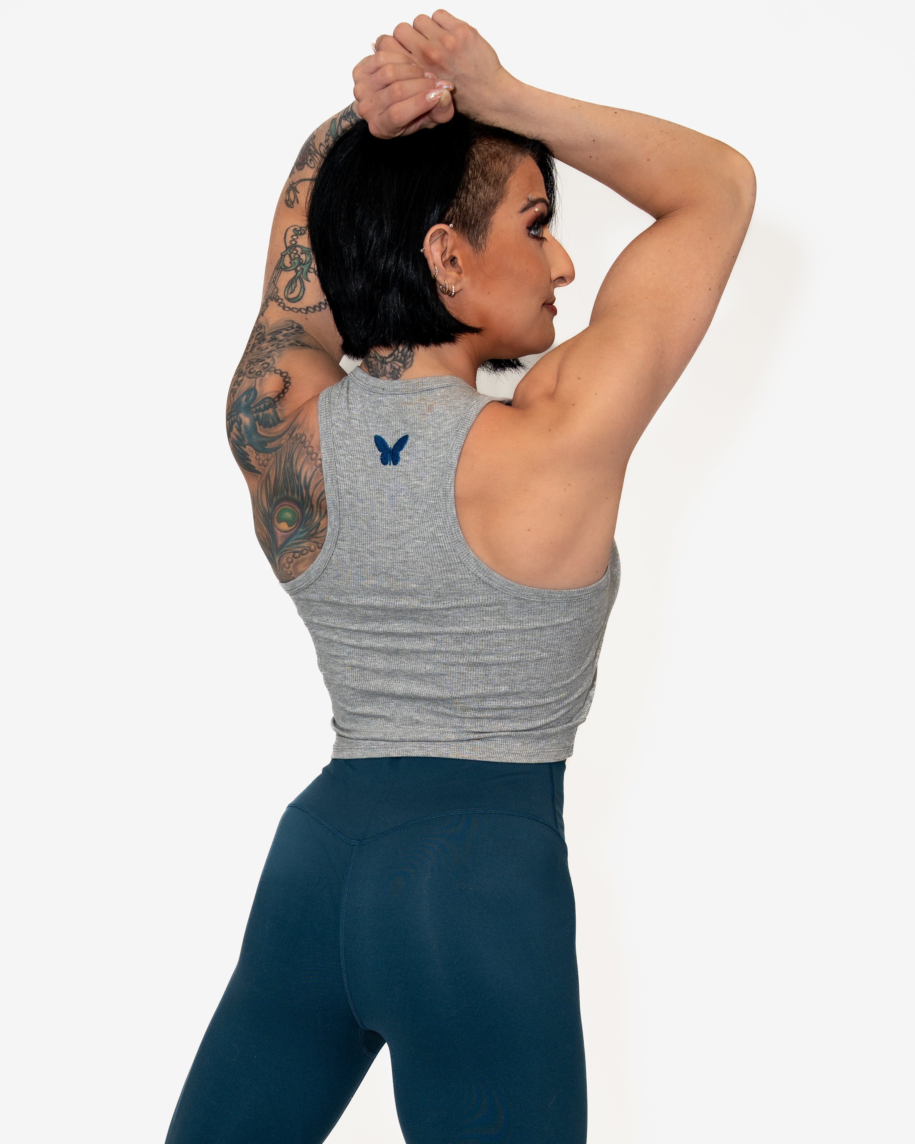 Bombshell Core Ribbed Racer - Athletic Grey
