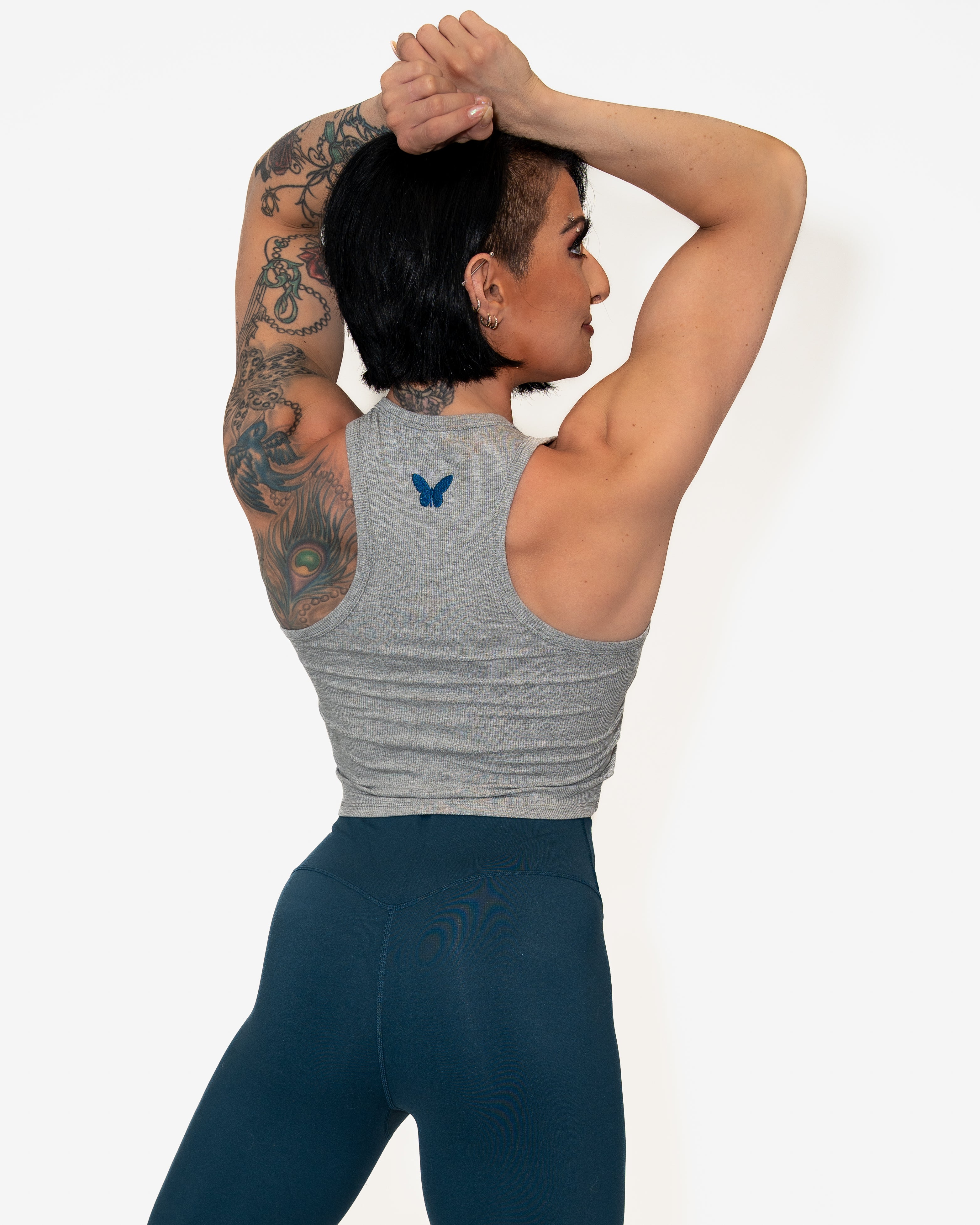 Bombshell Core Ribbed Racer - Athletic Grey