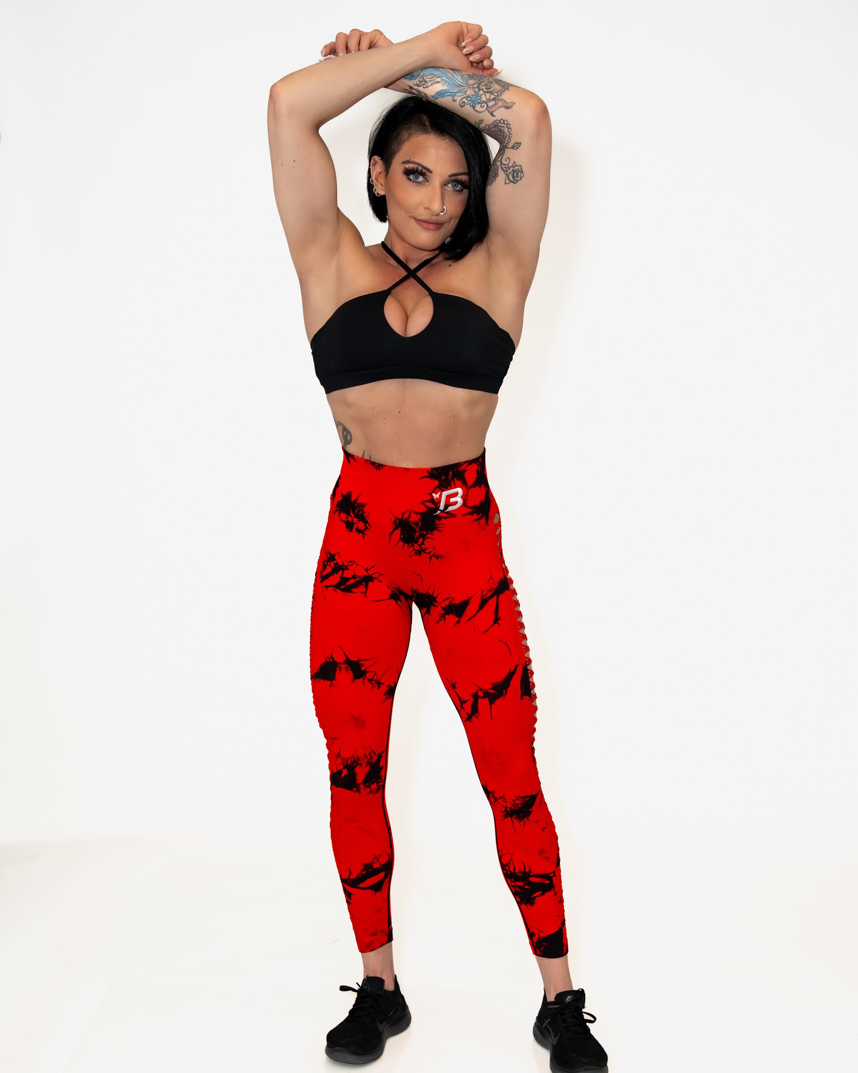 Bombshell Daredevil Leggings - Racy Red Tie Dye