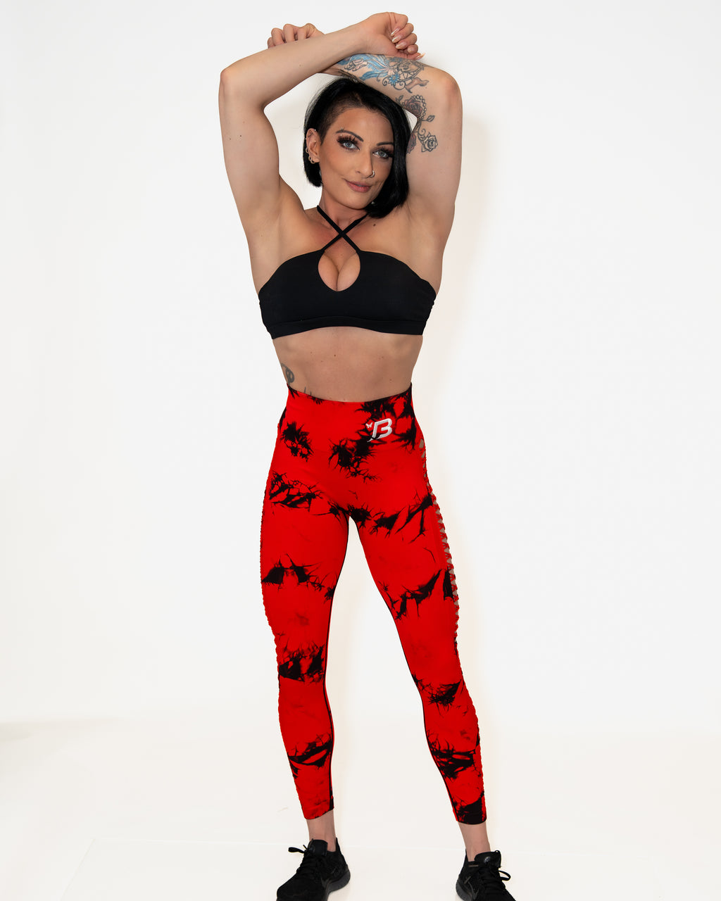 Bombshell Daredevil Leggings - Racy Red Tie Dye