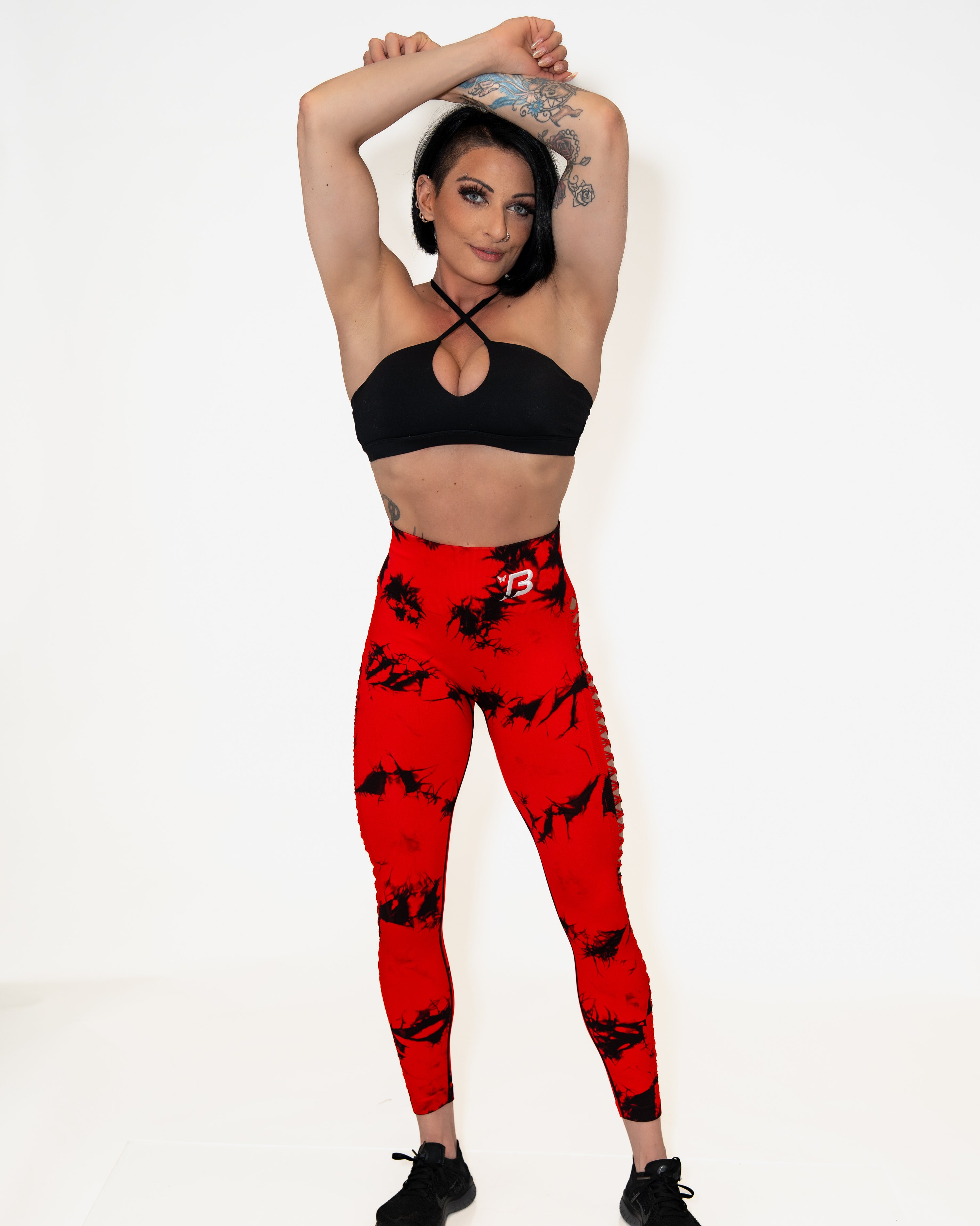 Bombshell Daredevil Leggings - Racy Red Tie Dye
