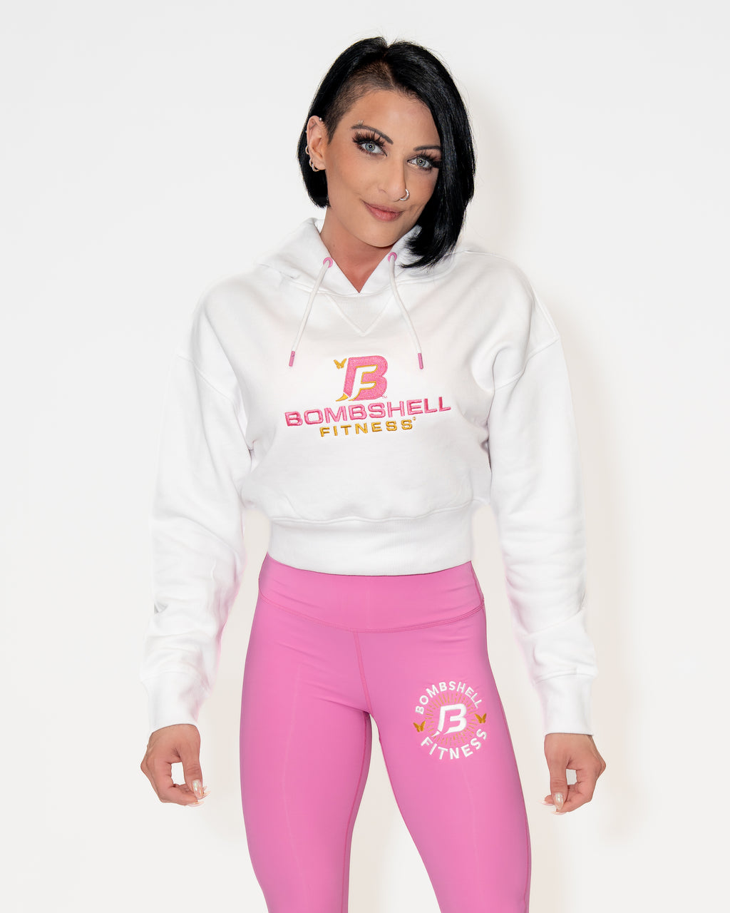 Bombshell PopStar Hoodie - Crisp White/Fuscia