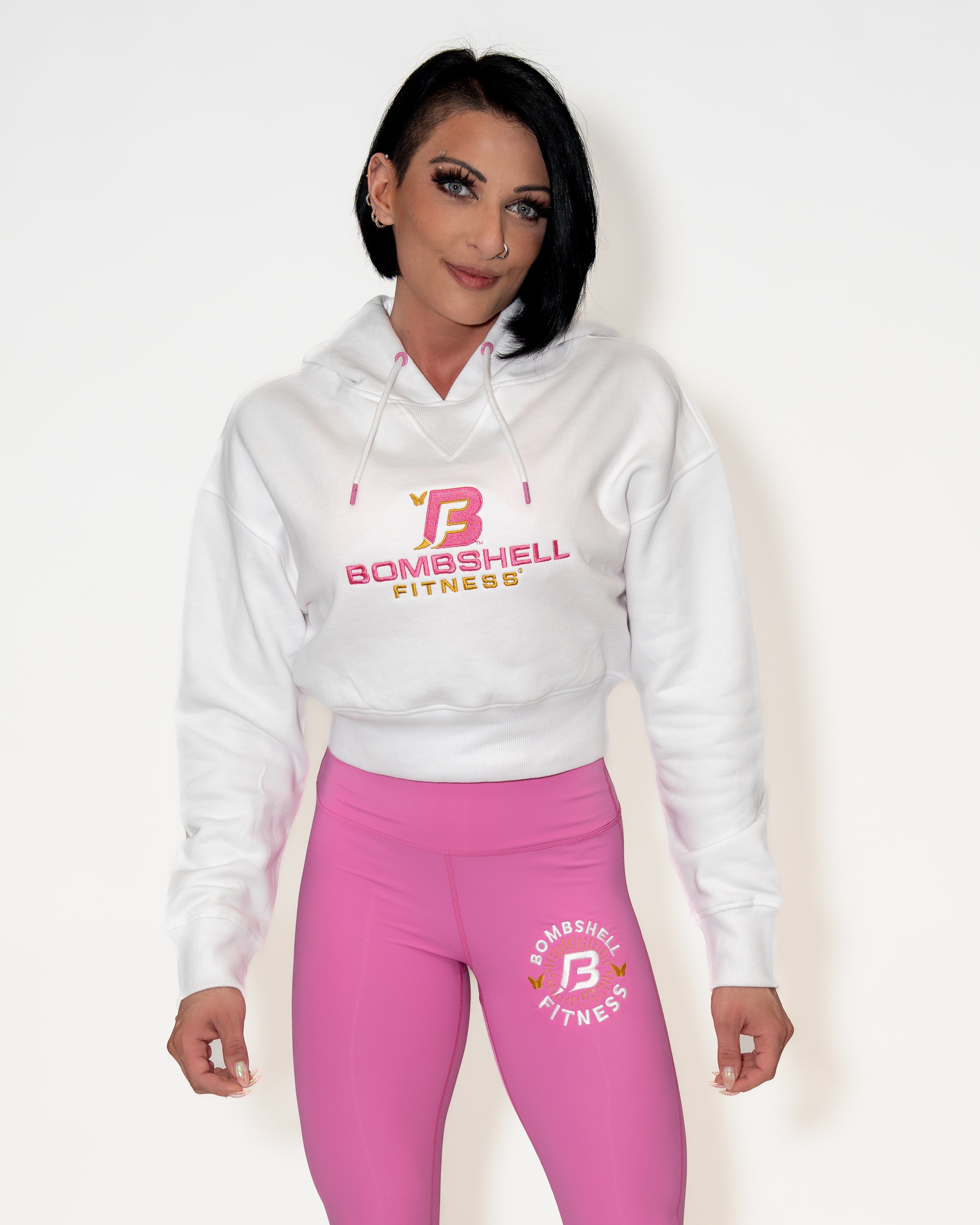Bombshell PopStar Hoodie - Crisp White/Fuscia