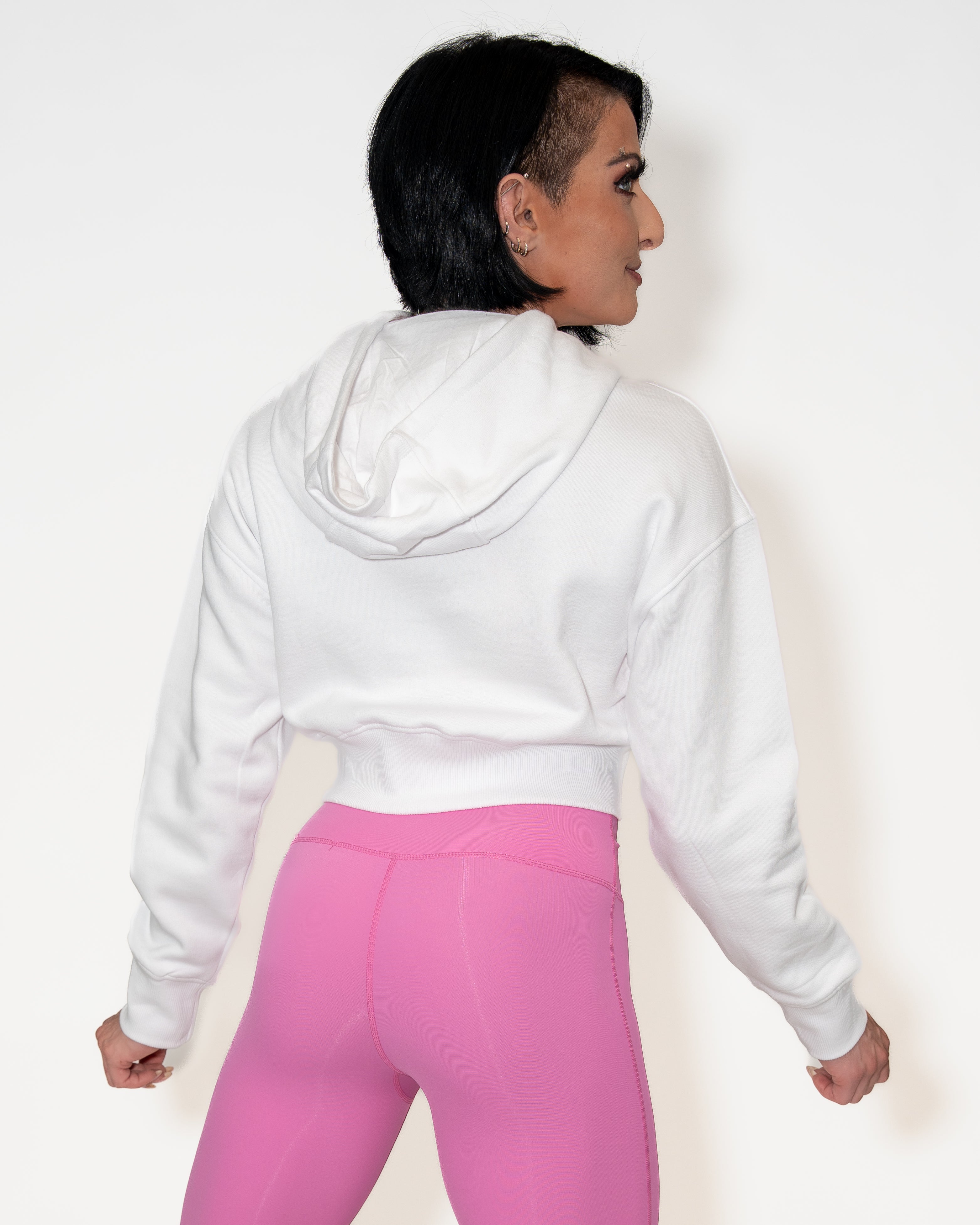 Bombshell PopStar Hoodie - Crisp White/Fuscia