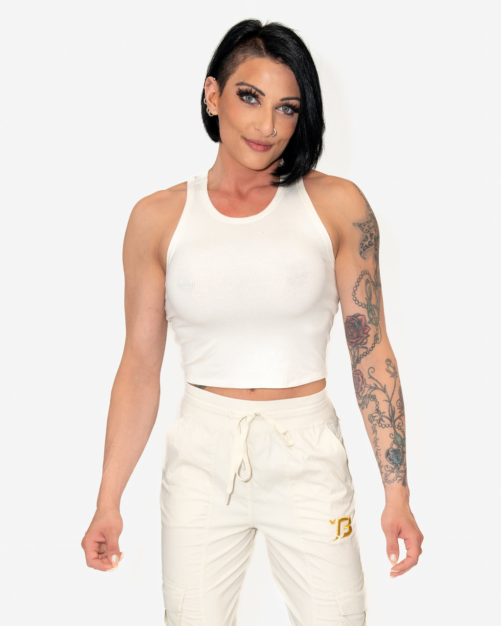 Bombshell Core Ribbed Racer - Creme