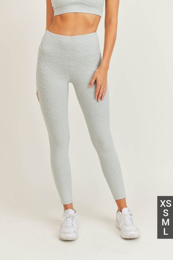 Bombshell Leopard Jacquard High-Waisted Leggings - Mist