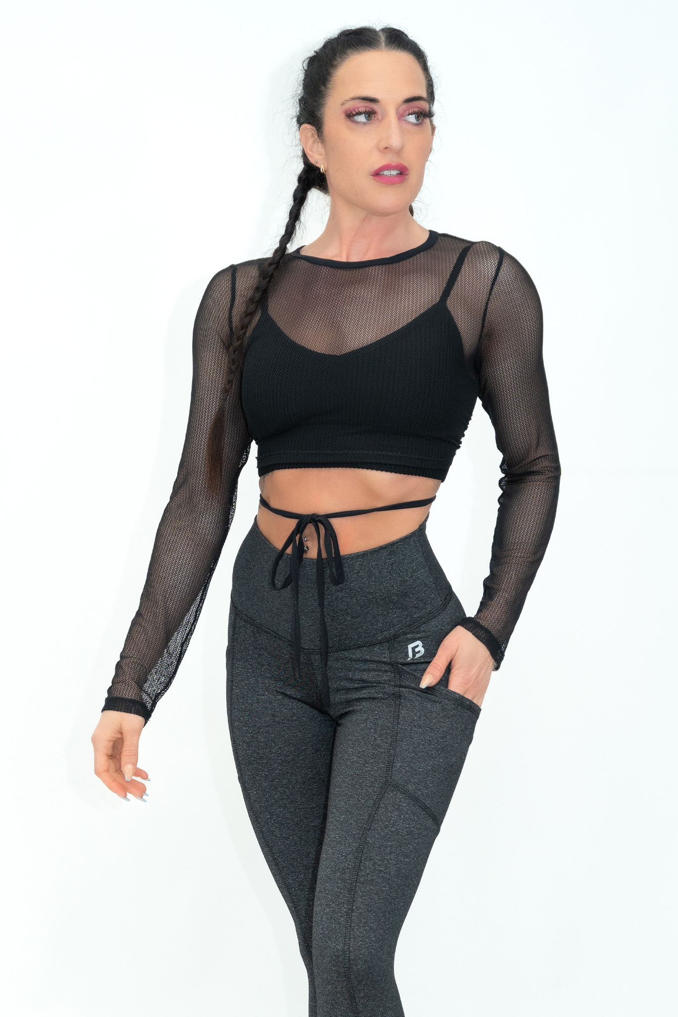 Bombshell Sexy Gym Cover Mesh Tie Crop Bombshell Boutique Sportswear